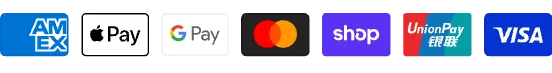 Pay with Amex, Apple Pay, Google Pay, Mastercard, Shop Pay, UnionPay or Visa